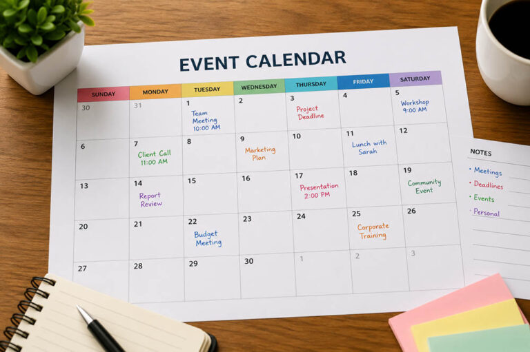 Event calendar template