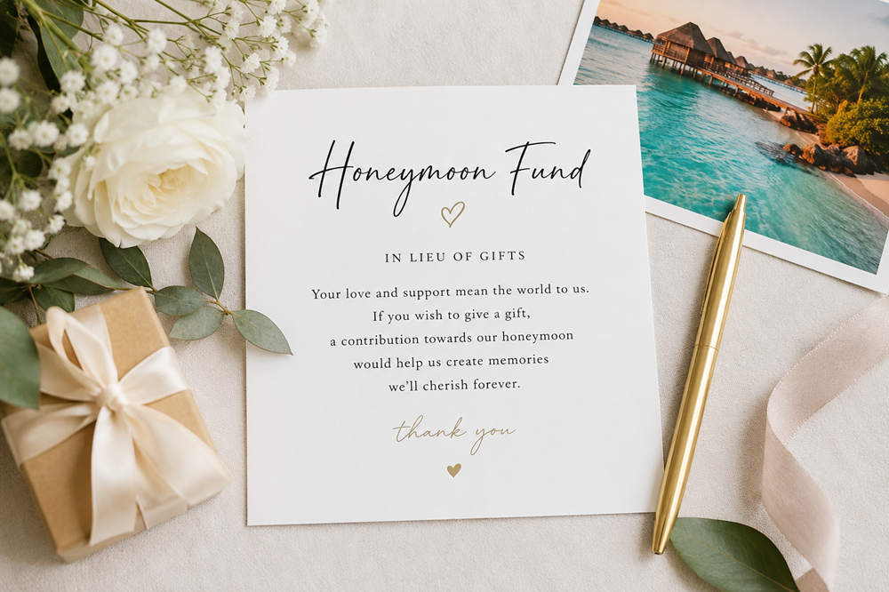 Honeymoon fund wording