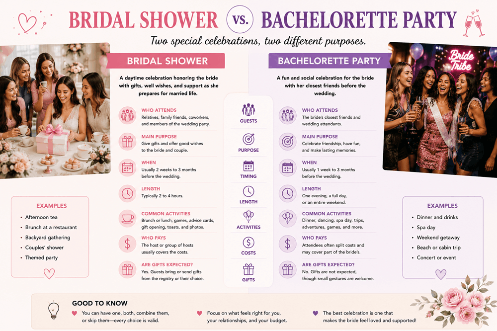Bridal Shower vs. Bachelorette Party