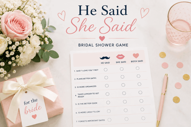 He Said She Said Bridal Shower Game