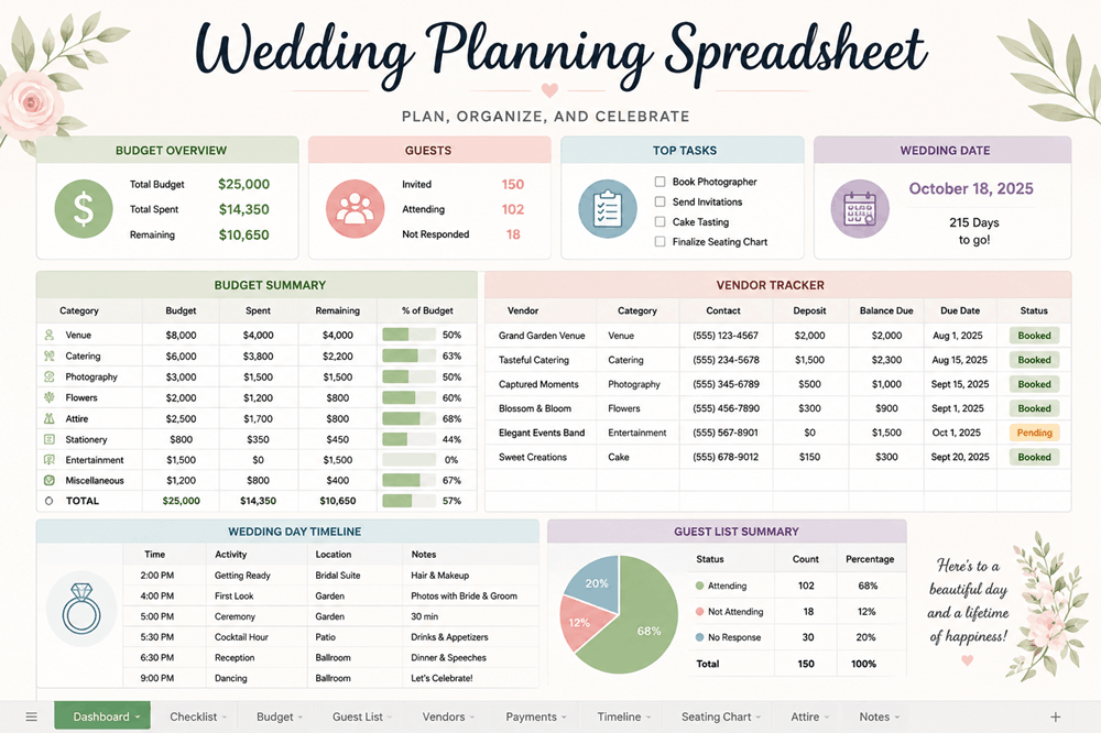 Wedding Planning Spreadsheet