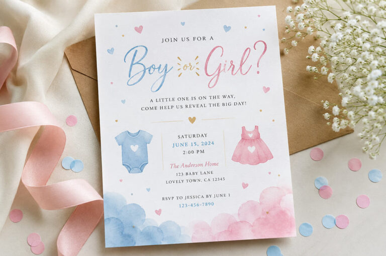 Gender reveal invitation ideas