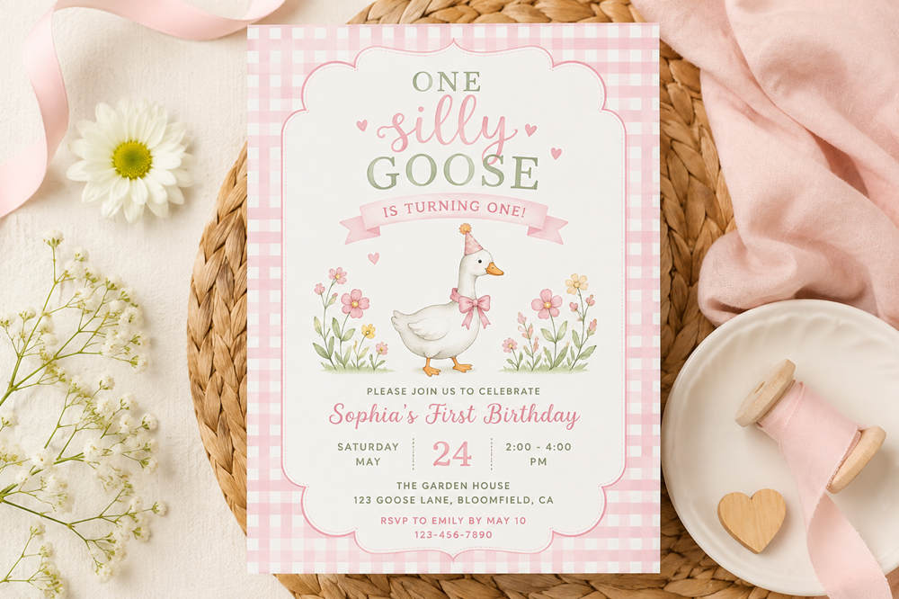 One silly goose birthday invitation